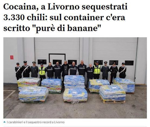 El decomiso hecho en Livorno fue informado por la prensa de Italia. Foto: OIJ para LN