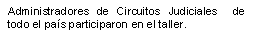Administradores de Circuitos Judiciales  de todo el pa�s participaron en el taller.