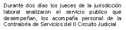 Durante dos d�as los jueces de la jurisdicci�n laboral analizaron el servicio p�blico que desempe�an, los acompa�a personal de la Contralor�a de Servicios del II Circuito Judicial.